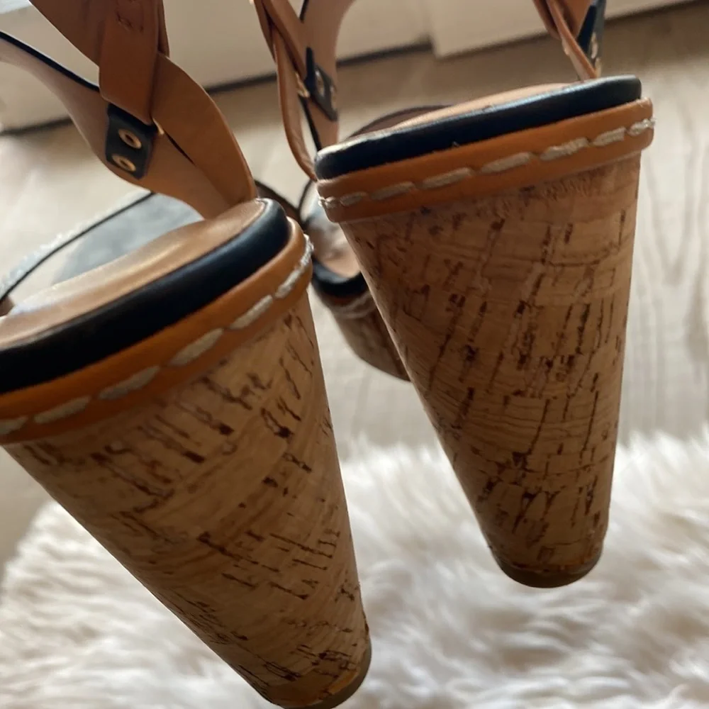 Coconuts by Matisse Black Cork Wedge Platform Sandals Size 10